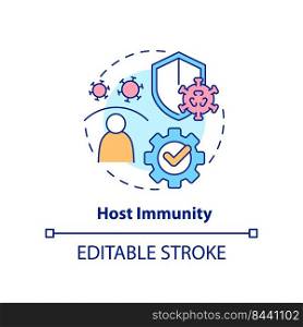 Host immunity concept icon. Pandemic preparedness preclinical research abstract idea thin line illustration. Isolated outline drawing. Editable stroke. Arial, Myriad Pro-Bold fonts used. Host immunity concept icon