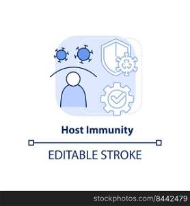 Host immunity light blue concept icon. Pandemic preparedness preclinical research abstract idea thin line illustration. Isolated outline drawing. Editable stroke. Arial, Myriad Pro-Bold fonts used. Host immunity light blue concept icon