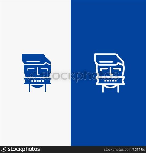 Hostage, Mouth, Opponent, Shut, Terrorism Line and Glyph Solid icon Blue banner Line and Glyph Solid icon Blue banner
