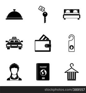 Hostel accommodation icons set. Simple illustration of 9 hostel accommodation vector icons for web. Hostel accommodation icons set, simple style