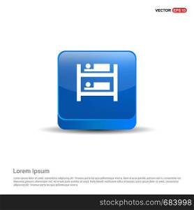 Hostel Bed Icon - 3d Blue Button.