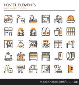 Hostel Elements , Thin Line and Pixel Perfect Icons