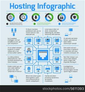 Hosting computer network internet technology infographic set vector illustration