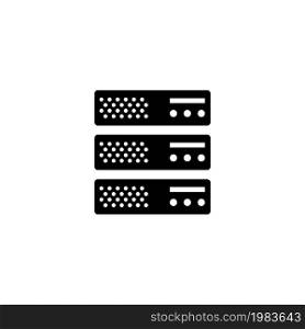 Hosting Server, Data Center, Web Storage. Flat Vector Icon illustration. Simple black symbol on white background. Hosting Server, Data Center Storage sign design template for web and mobile UI element. Hosting Server, Data Center, Web Storage Flat Vector Icon