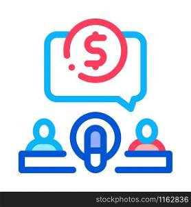 Hosts Microphone Dollar Icon Vector. Outline Hosts Microphone Dollar Sign. Isolated Contour Symbol Illustration. Hosts Microphone Dollar Icon Outline Illustration