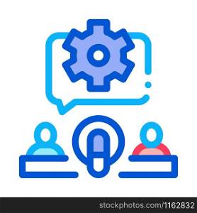 Hosts Microphone Gear Icon Vector. Outline Hosts Microphone Gear Sign. Isolated Contour Symbol Illustration. Hosts Microphone Gear Icon Outline Illustration