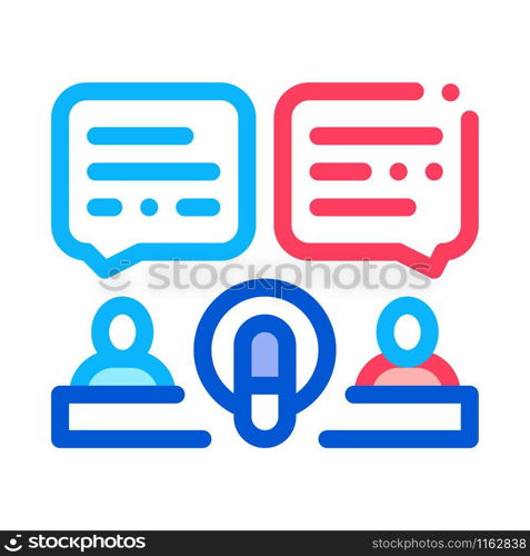 Hosts Talk In Microphone Icon Vector. Outline Hosts Talk In Microphone Sign. Isolated Contour Symbol Illustration. Hosts Talk In Microphone Icon Outline Illustration