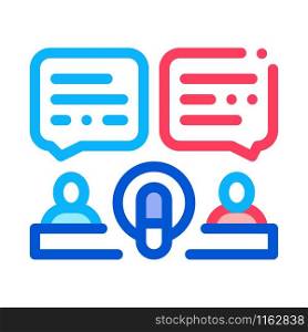 Hosts Talk In Microphone Icon Vector. Outline Hosts Talk In Microphone Sign. Isolated Contour Symbol Illustration. Hosts Talk In Microphone Icon Outline Illustration