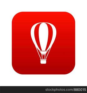 Hot air ballon icon digital red for any design isolated on white vector illustration. Hot air ballon icon digital red