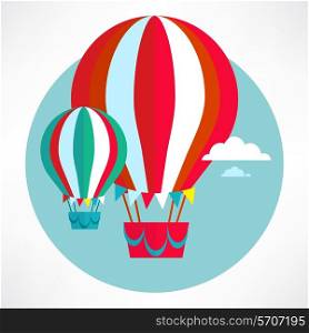 Hot Air Balloon flying and clouds icon