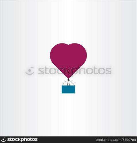 hot air balloon heart icon vector