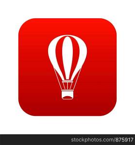 Hot air balloon icon digital red for any design isolated on white vector illustration. Hot air balloon icon digital red