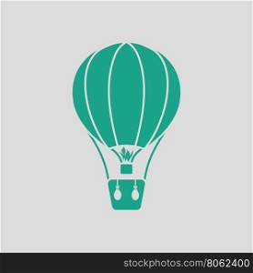 Hot air balloon icon. Gray background with green. Vector illustration.