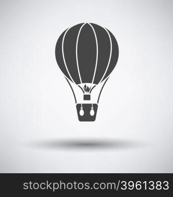 Hot air balloon icon on gray background with round shadow. Vector illustration.. Flat design icon of hot air balloon