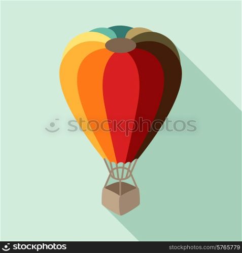 Hot air balloon in flat design style.