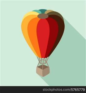 Hot air balloon in flat design style.