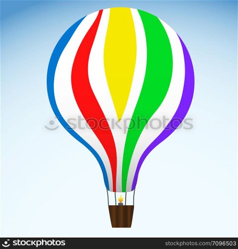 Hot Air Balloon on Blue Sky. Vector Illustration