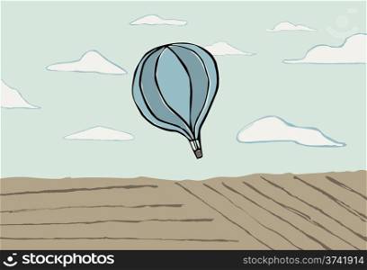 Hot air balloon over the sky. illustration. EPS vector file. Hi res JPEG included.