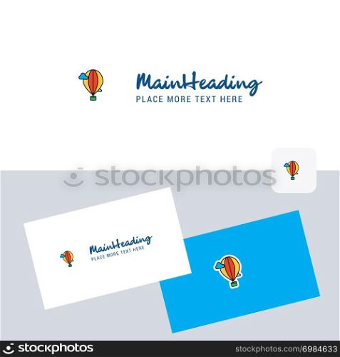 Hot air balloon vector logotype with business card template. Elegant corporate identity. - Vector
