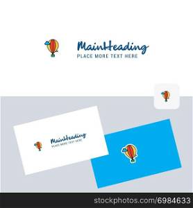 Hot air balloon vector logotype with business card template. Elegant corporate identity. - Vector