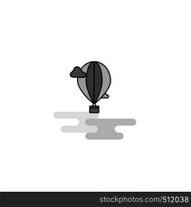Hot air balloon Web Icon. Flat Line Filled Gray Icon Vector