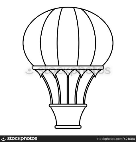 Hot air balloon with basket icon. Outline illustration of hot air balloon with basket vector icon for web. Hot air balloon with basket icon, outline style