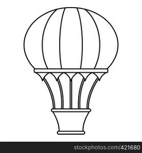 Hot air balloon with basket icon. Outline illustration of hot air balloon with basket vector icon for web. Hot air balloon with basket icon, outline style