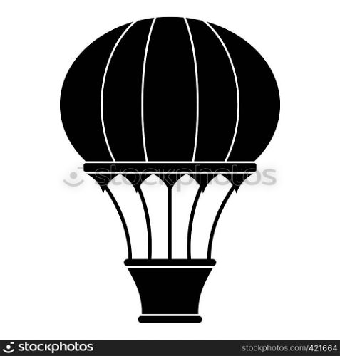 Hot air balloon with basket icon. Simple illustration of hot air balloon with basket vector icon for web. Hot air balloon with basket icon, simple style