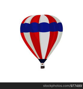 Hot air balloon with basket in white background. Vector cartoon design. Hot air balloon with basket in white background.