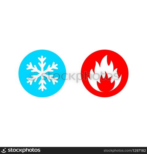 Hot and cold vector icon set on white background. Hot and cold vector icon set on white