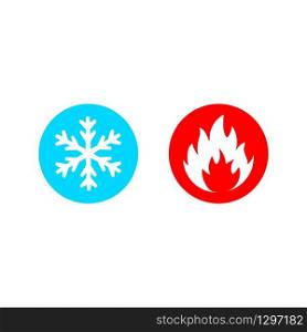 Hot and cold vector icon set on white background. Hot and cold vector icon set on white