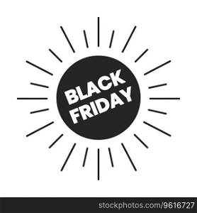 Hot black friday deals black and white 2D line cartoon price tag. Sun rays isolated vector outline sticker sale holiday. Clearance discount monochromatic flat spot illustration, retail promotion label. Hot black friday deals black and white 2D line cartoon price tag