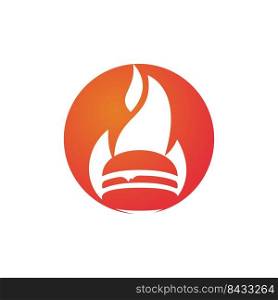 Hot burger fire vector logo design template. Spicy food burger design template. 