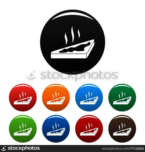 Hot butter of bread icons set 9 color vector isolated on white for any design. Hot butter of bread icons set color