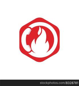 Hot call vector logo design concept. Handset and fire icon. 