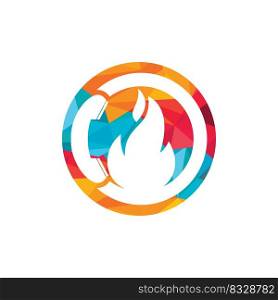 Hot call vector logo design concept. Handset and fire icon. 