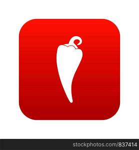 Hot chili pepper icon digital red for any design isolated on white vector illustration. Hot chili pepper icon digital red
