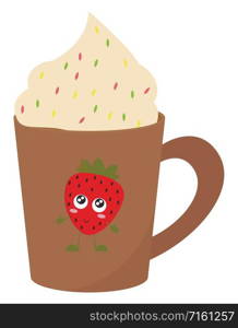 Hot chocolate, illustration, vector on white background.