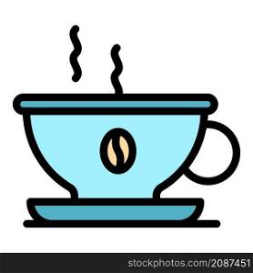 Hot coffee icon. Outline hot coffee vector icon color flat isolated. Hot coffee icon color outline vector