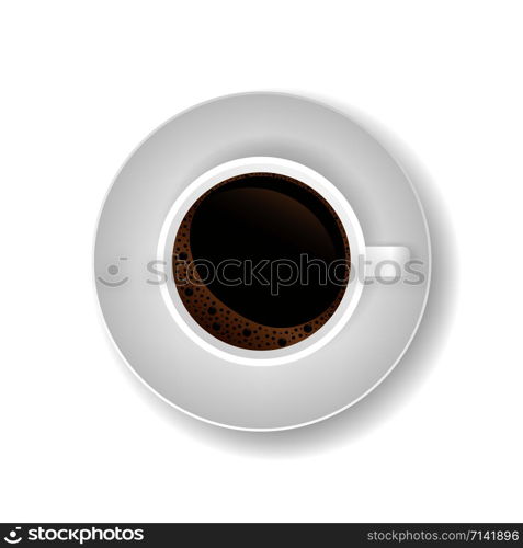 Hot coffee in a white cup and saucer. Vector stock illustration. Hot coffee in a white cup and saucer. Vector stock illustration.