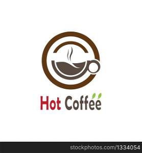 Hot coffee logo creative vector icon illustration design