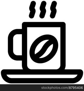 Hot coffee mug outline vector icon