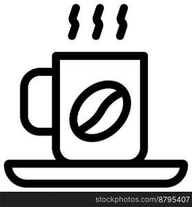 Hot coffee mug outline vector icon
