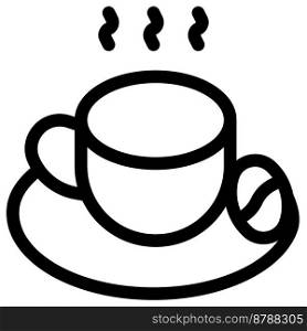 Hot coffee served outline vector icon