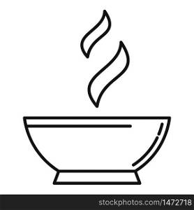 Hot cooked bowl icon. Outline hot cooked bowl vector icon for web design isolated on white background. Hot cooked bowl icon, outline style
