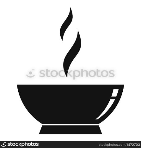 Hot cooked bowl icon. Simple illustration of hot cooked bowl vector icon for web design isolated on white background. Hot cooked bowl icon, simple style