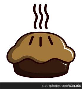Hot cooked pie icon. Cartoon illustration of hot cooked pie vector icon for web. Hot cooked pie icon, cartoon style