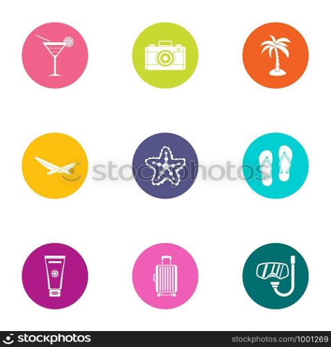 Hot day icons set. Flat set of 9 hot day vector icons for web isolated on white background. Hot day icons set, flat style