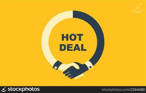Hot deal concept with handshake isolated on white background. Hot deal concept with handshake isolated on white