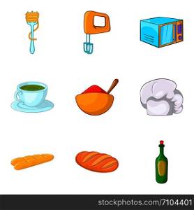 Hot dish icons set. Cartoon set of 9 hot dish vector icons for web isolated on white background. Hot dish icons set, cartoon style